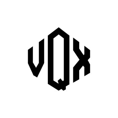 Çokgen şekilli VQX harf logosu tasarımı. VQX çokgen ve küp şeklinde logo tasarımı. VQX altıgen vektör logo şablonu beyaz ve siyah renkler. VQX monogram, iş ve gayrimenkul logosu.