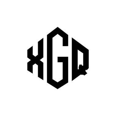 Çokgen şekilli XGQ harf logosu tasarımı. XGQ çokgen ve küp şeklinde logo tasarımı. XGQ altıgen vektör logosu beyaz ve siyah renkler. XGQ monogramı, iş ve emlak logosu.