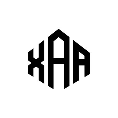 XAA letter logo design with polygon shape. XAA polygon and cube shape logo design. XAA hexagon vector logo template white and black colors. XAA monogram, business and real estate logo.
