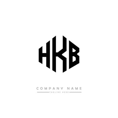 Çokgen şekilli HKB harf logosu tasarımı. HKB çokgen ve küp şeklinde logo tasarımı. HKB altıgen vektör logo şablonu beyaz ve siyah renkler. HKB monogramı, iş ve emlak logosu.