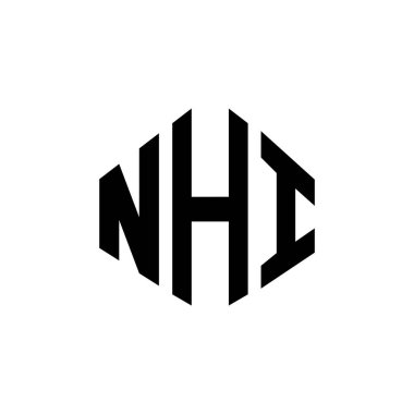 NHI letter logo design with polygon shape. NHI polygon and cube shape logo design. NHI hexagon vector logo template white and black colors. NHI monogram, business and real estate logo.