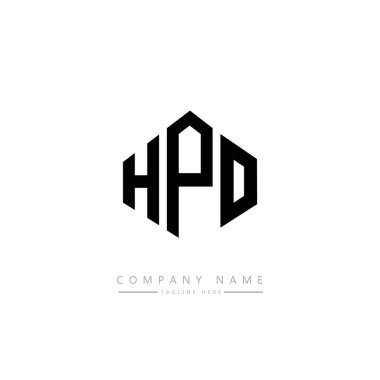 HPO letter logo design with polygon shape. HPO polygon and cube shape logo design. HPO hexagon vector logo template white and black colors. HPO monogram, business and real estate logo.