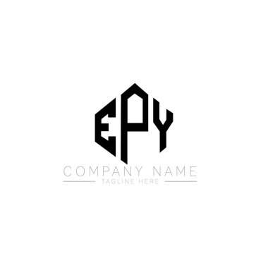 Çokgen şekilli EPY harf logosu tasarımı. EPY çokgen ve küp şeklinde logo tasarımı. EPY altıgen vektör logosu beyaz ve siyah renkler. EPY monogramı, iş ve emlak logosu.