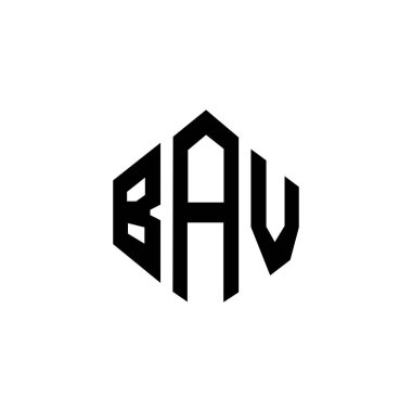 BAV letter logo design with polygon shape. BAV polygon and cube shape logo design. BAV hexagon vector logo template white and black colors. BAV monogram, business and real estate logo.