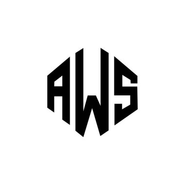 AWS letter logo design with polygon shape. AWS polygon and cube shape logo design. AWS hexagon vector logo template white and black colors. AWS monogram, business and real estate logo.