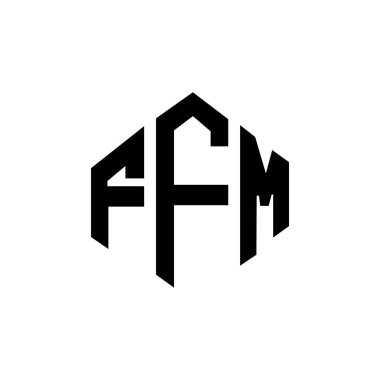 FFM letter logo design with polygon shape. FFM polygon and cube shape logo design. FFM hexagon vector logo template white and black colors. FFM monogram, business and real estate logo.