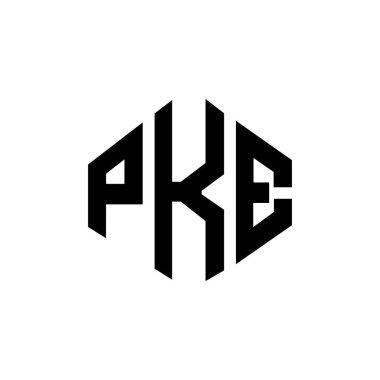 PKE letter logo design with polygon shape. PKE polygon and cube shape logo design. PKE hexagon vector logo template white and black colors. PKE monogram, business and real estate logo.