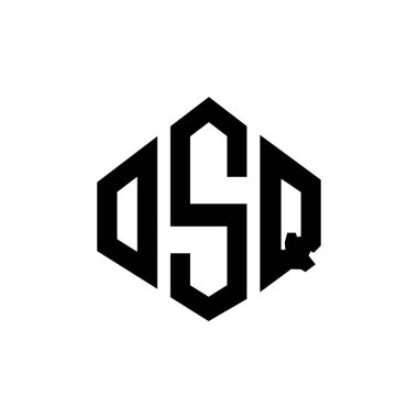 Çokgen şekilli OSQ harf logosu tasarımı. OSQ çokgen ve küp şeklinde logo tasarımı. OSQ altıgen vektör logosu beyaz ve siyah renkler. OSQ monogramı, iş ve gayrimenkul logosu.