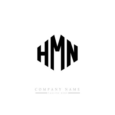 Çokgen şekilli HMN harf logosu tasarımı. HMN çokgen ve küp şeklinde logo tasarımı. HMN altıgen vektör logo şablonu beyaz ve siyah renkler. HMN monogram, iş ve gayrimenkul logosu.