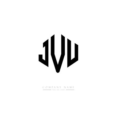 JVU letter logo design with polygon shape. JVU polygon and cube shape logo design. JVU hexagon vector logo template white and black colors. JVU monogram, business and real estate logo.