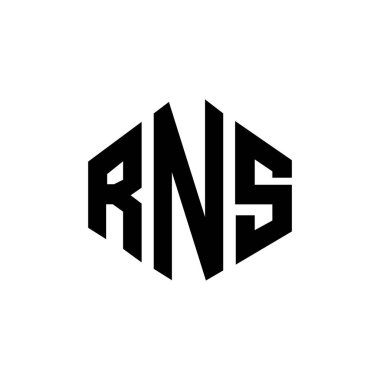 RNS letter logo design with polygon shape. RNS polygon and cube shape logo design. RNS hexagon vector logo template white and black colors. RNS monogram, business and real estate logo.