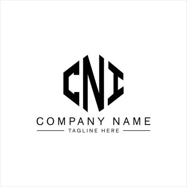 CNI letter logo design with polygon shape. CNI polygon and cube shape logo design. CNI hexagon vector logo template white and black colors. CNI monogram, business and real estate logo.