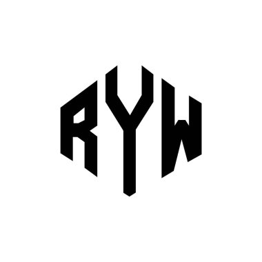 RYW letter logo design with polygon shape. RYW polygon and cube shape logo design. RYW hexagon vector logo template white and black colors. RYW monogram, business and real estate logo.