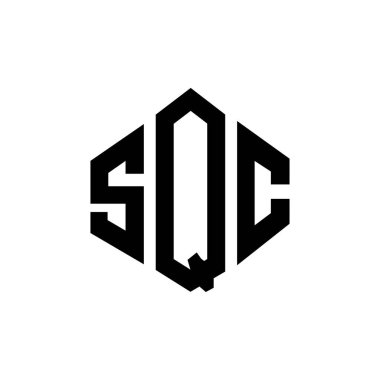 SQC letter logo design with polygon shape. SQC polygon and cube shape logo design. SQC hexagon vector logo template white and black colors. SQC monogram, business and real estate logo.