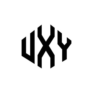 UXY letter logo design with polygon shape. UXY polygon and cube shape logo design. UXY hexagon vector logo template white and black colors. UXY monogram, business and real estate logo.