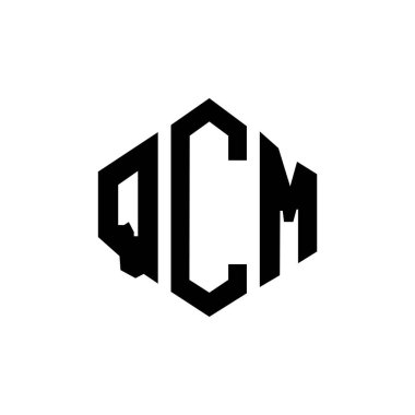 Çokgen şekilli QCM harf logosu tasarımı. QCM çokgen ve küp şeklinde logo tasarımı. QCM altıgen vektör logosu beyaz ve siyah renkler. QCM monogram, iş ve gayrimenkul logosu.