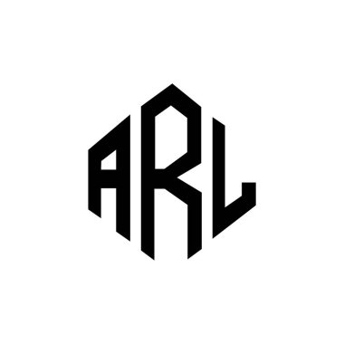ARL letter logo design with polygon shape. ARL polygon and cube shape logo design. ARL hexagon vector logo template white and black colors. ARL monogram, business and real estate logo.