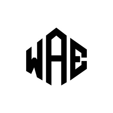 WAE letter logo design with polygon shape. WAE polygon and cube shape logo design. WAE hexagon vector logo template white and black colors. WAE monogram, business and real estate logo.