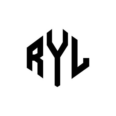 Çokgen şekilli RYL harf logosu tasarımı. RYL çokgen ve küp şeklinde logo tasarımı. RYL altıgen vektör logo şablonu beyaz ve siyah renkler. RYL monogram, iş ve gayrimenkul logosu.