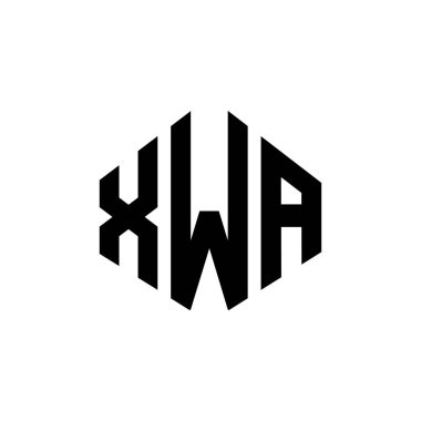 Çokgen şekilli XWA harf logosu tasarımı. XWA çokgen ve küp şeklinde logo tasarımı. XWA altıgen vektör logosu beyaz ve siyah renkler. XWA monogramı, iş ve emlak logosu.