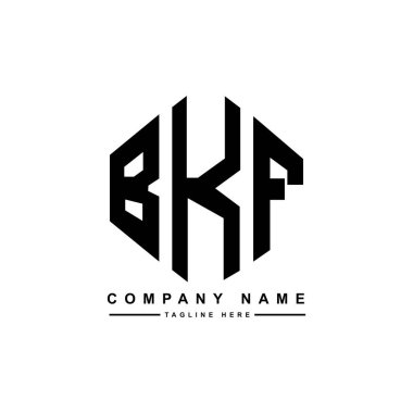 BKF letter logo design with polygon shape. BKF polygon and cube shape logo design. BKF hexagon vector logo template white and black colors. BKF monogram, business and real estate logo.