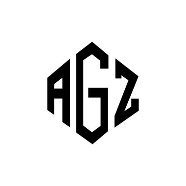 Çokgen şekilli AGZ harf logosu tasarımı. AGZ çokgen ve küp şeklinde logo tasarımı. AGZ altıgen vektör logosu beyaz ve siyah renkler. AGZ monogramı, iş ve emlak logosu.