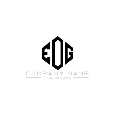 Çokgen şekilli EOG harf logosu tasarımı. EOG çokgen ve küp şeklinde logo tasarımı. EOG altıgen vektör logosu beyaz ve siyah renkler. EOG monogramı, iş ve emlak logosu.