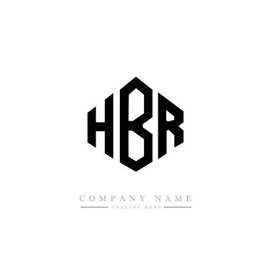 HBR letter logo design with polygon shape. HBR polygon and cube shape logo design. HBR hexagon vector logo template white and black colors. HBR monogram, business and real estate logo.