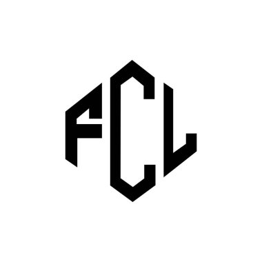 Çokgen şekilli FCL harf logosu tasarımı. FCL çokgen ve küp şeklinde logo tasarımı. FCL altıgen vektör logo şablonu beyaz ve siyah renkler. FCL monogram, iş ve gayrimenkul logosu.