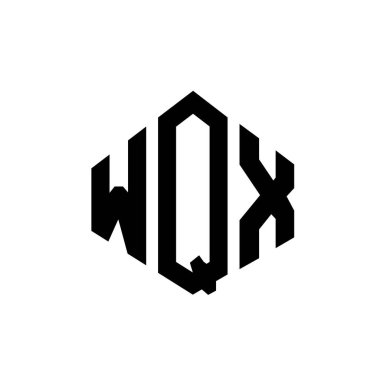 WQX letter logo design with polygon shape. WQX polygon and cube shape logo design. WQX hexagon vector logo template white and black colors. WQX monogram, business and real estate logo.