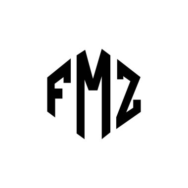 FMZ letter logo design with polygon shape. FMZ polygon and cube shape logo design. FMZ hexagon vector logo template white and black colors. FMZ monogram, business and real estate logo.