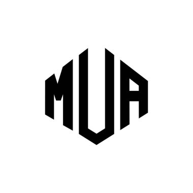 MUA letter logo design with polygon shape. MUA polygon and cube shape logo design. MUA hexagon vector logo template white and black colors. MUA monogram, business and real estate logo.