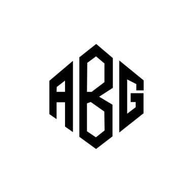 Çokgen şekilli ABG harf logosu tasarımı. ABG çokgen ve küp şeklinde logo tasarımı. ABG altıgen vektör logosu beyaz ve siyah renkler. ABG monogramı, iş ve emlak logosu.