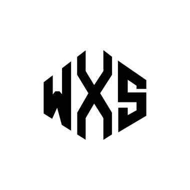 Çokgen şekilli WXS harf logosu tasarımı. WXS çokgen ve küp şeklinde logo tasarımı. WXS altıgen vektör logo şablonu beyaz ve siyah renkler. WXS monogram, iş ve gayrimenkul logosu.