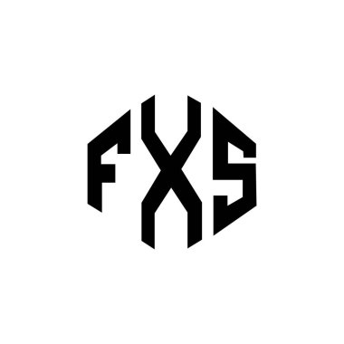 Çokgen şekilli FXS harf logosu tasarımı. FXS çokgen ve küp şeklinde logo tasarımı. FXS altıgen vektör logo şablonu beyaz ve siyah renkler. FXS monogram, iş ve gayrimenkul logosu.