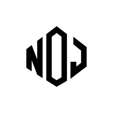 NOJ letter logo design with polygon shape. NOJ polygon and cube shape logo design. NOJ hexagon vector logo template white and black colors. NOJ monogram, business and real estate logo.