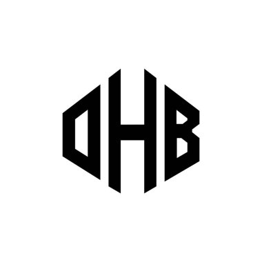 Çokgen şekilli OHB harf logosu tasarımı. OHB çokgen ve küp şeklinde logo tasarımı. OHB altıgen vektör logosu beyaz ve siyah renkler. OHB monogramı, iş ve emlak logosu.