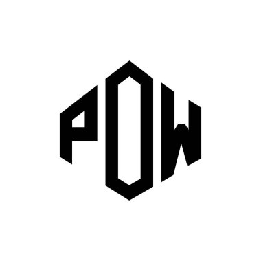 POW letter logo design with polygon shape. POW polygon and cube shape logo design. POW hexagon vector logo template white and black colors. POW monogram, business and real estate logo.