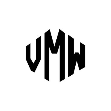 Çokgen şekilli VMW harf logosu tasarımı. VMW çokgen ve küp şeklinde logo tasarımı. VMW altıgen vektör logosu beyaz ve siyah renkler. VMW monogram, iş ve emlak logosu.