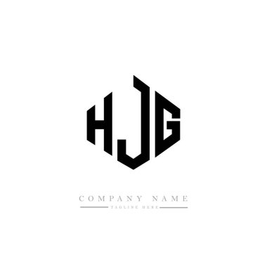 Çokgen şekilli HJG harf logosu tasarımı. HJG çokgen ve küp şeklinde logo tasarımı. HJG altıgen vektör logosu beyaz ve siyah renkler. HJG monogramı, iş ve emlak logosu.