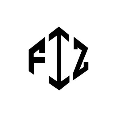 Çokgen şekilli FIZ harf logosu tasarımı. FIZ çokgen ve küp şeklinde logo tasarımı. FIZ altıgen vektör logo şablonu beyaz ve siyah renkler. FIZ monogramı, iş ve emlak logosu.