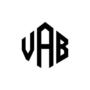VAB letter logo design with polygon shape. VAB polygon and cube shape logo design. VAB hexagon vector logo template white and black colors. VAB monogram, business and real estate logo.