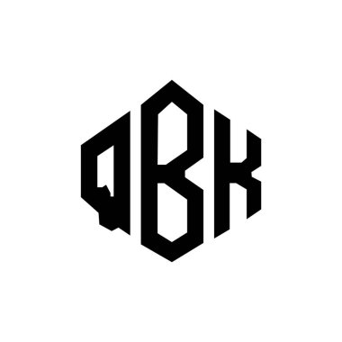 QBK letter logo design with polygon shape. QBK polygon and cube shape logo design. QBK hexagon vector logo template white and black colors. QBK monogram, business and real estate logo.