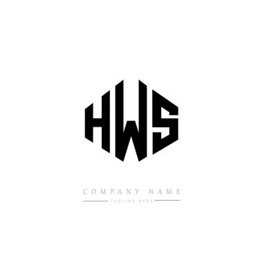 Çokgen şekilli HWS harf logosu tasarımı. HWS çokgen ve küp şeklinde logo tasarımı. HWS altıgen vektör logo şablonu beyaz ve siyah renkler. HWS monogramı, iş ve emlak logosu.