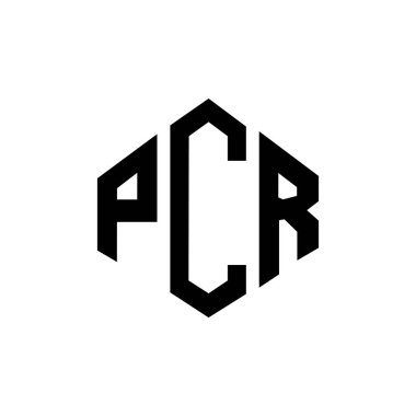 Çokgen şekilli PCR harf logosu tasarımı. PCR çokgen ve küp şeklinde logo tasarımı. PCR altıgen vektör logo şablonu beyaz ve siyah renkler. PCR monogramı, iş ve emlak logosu.