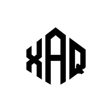 XAQ letter logo design with polygon shape. XAQ polygon and cube shape logo design. XAQ hexagon vector logo template white and black colors. XAQ monogram, business and real estate logo.