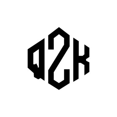 QZK letter logo design with polygon shape. QZK polygon and cube shape logo design. QZK hexagon vector logo template white and black colors. QZK monogram, business and real estate logo.