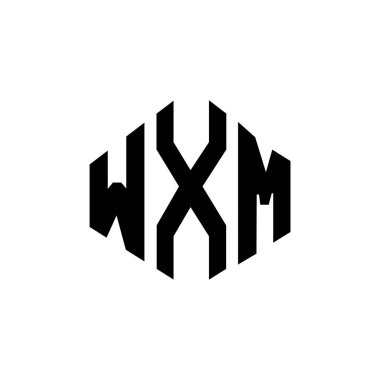 Çokgen şekilli WXM harf logosu tasarımı. WXM çokgen ve küp şeklinde logo tasarımı. WXM altıgen vektör logosu beyaz ve siyah renkler. WXM monogram, iş ve gayrimenkul logosu.