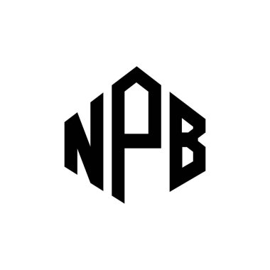 Çokgen şekilli NPB harfi logo tasarımı. NPB çokgen ve küp şeklinde logo tasarımı. NPB altıgen vektör logosu beyaz ve siyah renkler. NPB monogramı, iş ve emlak logosu.