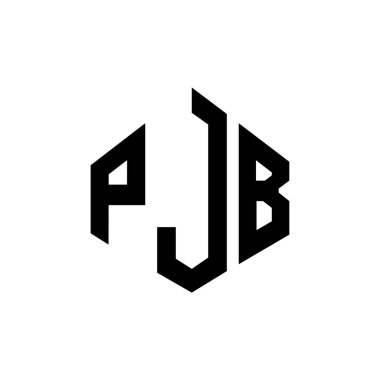 Çokgen şekilli PJB harf logosu tasarımı. PJB çokgen ve küp şeklinde logo tasarımı. PJB altıgen vektör logosu beyaz ve siyah renkler. PJB monogramı, iş ve emlak logosu.